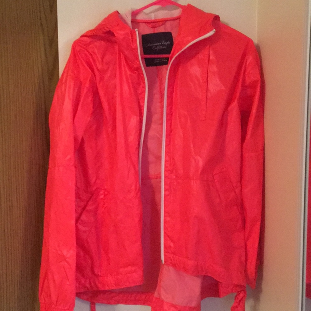 Neon Pink American Eagle rain jacket